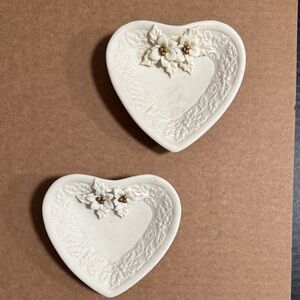 Heart-Shaped Decorative Plates with Floral Design